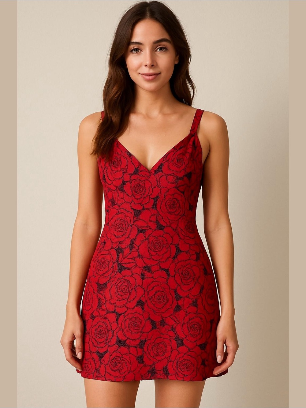 Vtg Delicate Woman Women’s Red Floral Satin Nightgown Lingerie Slip Dress Sz 1X